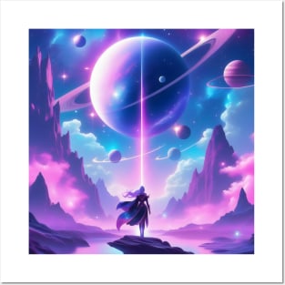 Fantasy purple cosmic landscape Posters and Art